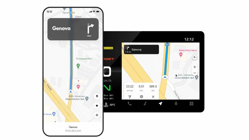 CFMOTO RIDE - navigace v telefonu a na displeji řidiče